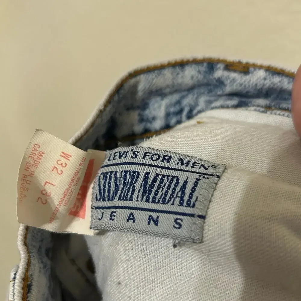 Vintage Levi's Silvertab Acid Washed Jeans Mens Size 32x32 Baggy Made in USA